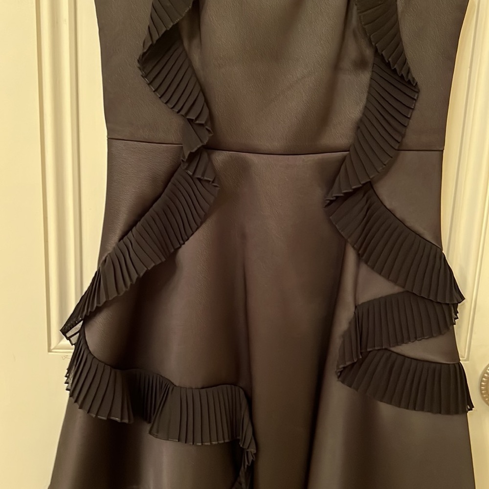 Sandro Black Dress With Ruffles/Sheer Chest - Gem